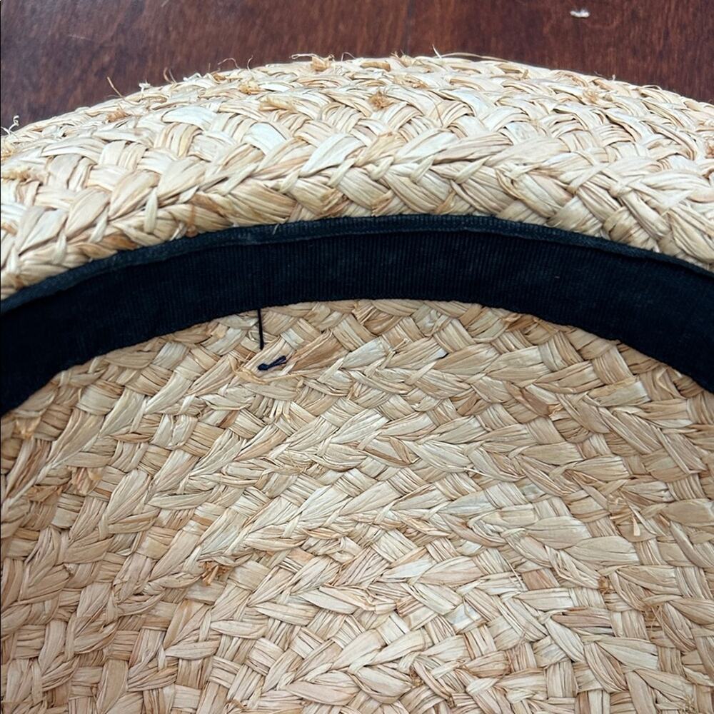 American Hat Company 100% Natural Straw Hat with Navy Ribbon Bow - Picture 15 of 16